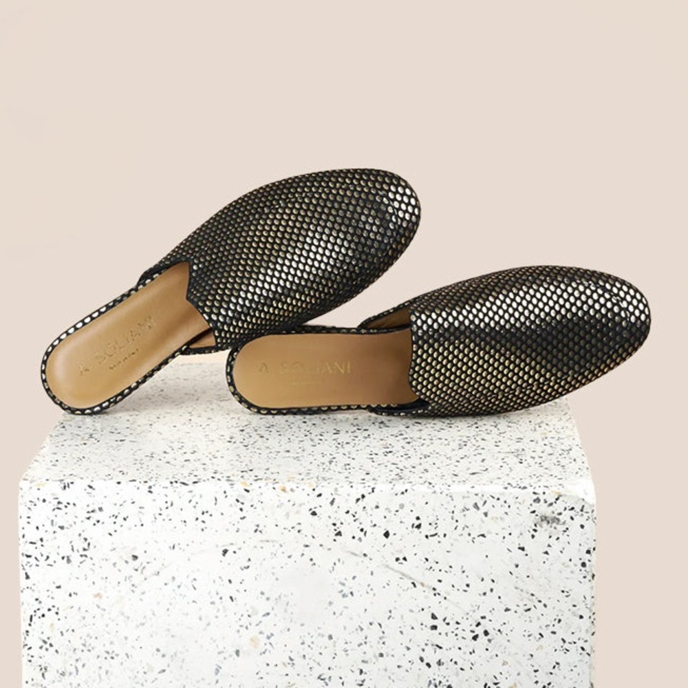 A. Soliani Alba - Dotted Gold Slide Loafer